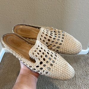 Born Cameo Tan woven slip on shoes/mules.